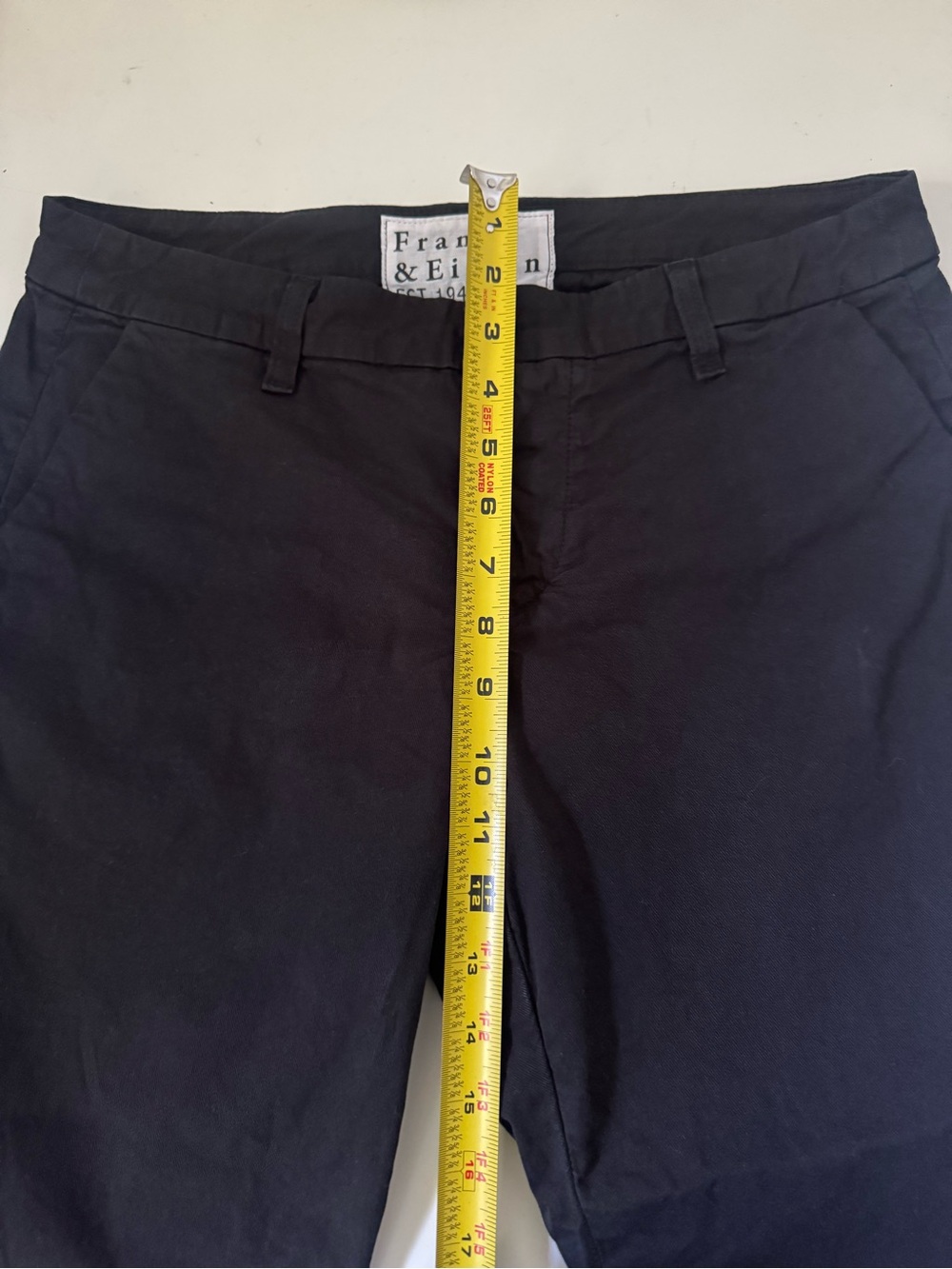 Frank & Eileen Wicklow Italian Cotton Chino Pants Black Size 6 Raw Hem - Picture 14 of 15